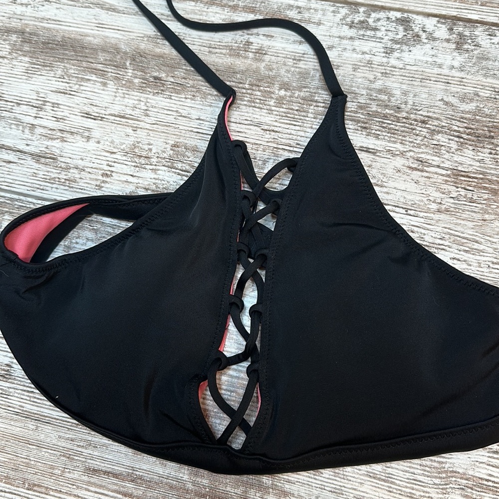 PINK Victoria's Secret String Bikini Top Only Black S